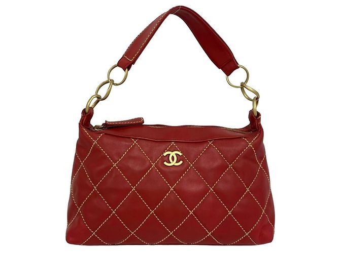 Chanel Coco Mark Hardware Wild Stitch Handtasche Rot