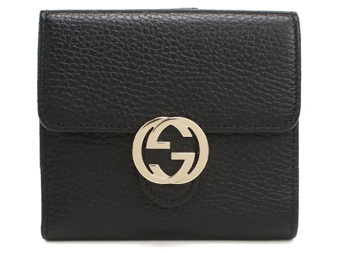 Cartera bi-fold Gucci de piel negra Negro