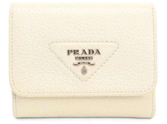 Prada Tri-fold Wallet in White Leather