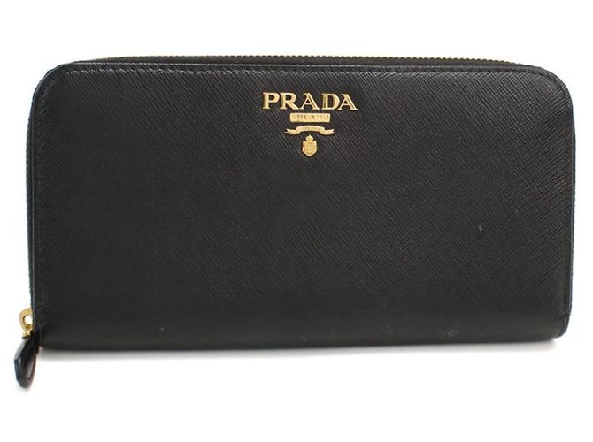Saffiano Prada Black Leather Long Wallet