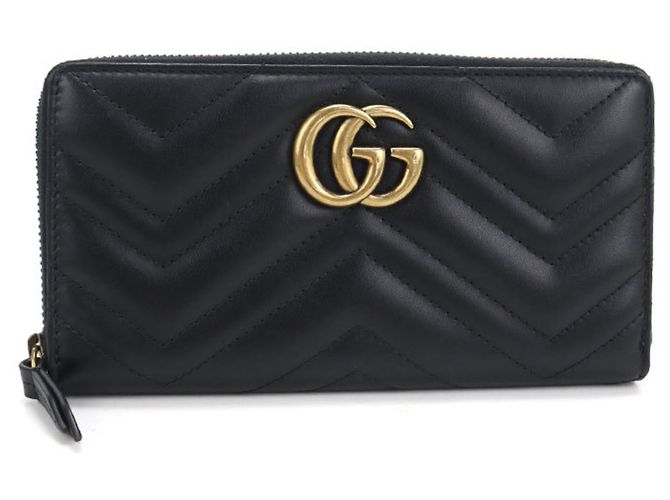 Marmont Cartera larga Gucci de piel negra Negro