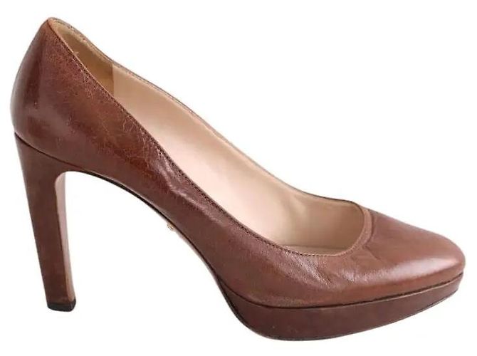 Prada Leather Heels Brown Size 38