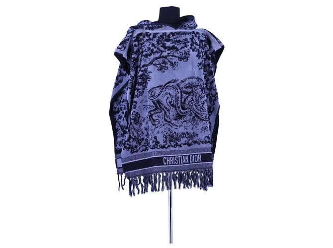 Dior Poncho de algodón rizo azul