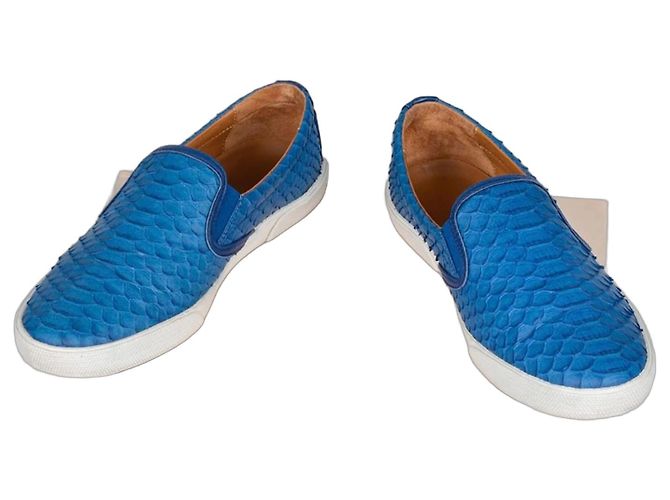 Jimmy Choo Blue Python Slip-On Sneaker Blau