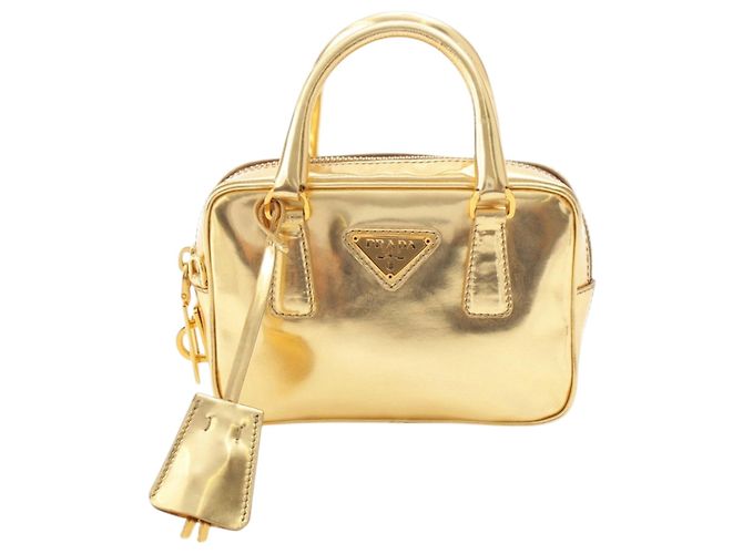 Prada Mini Metallic Vitello Handtasche Gold Golden