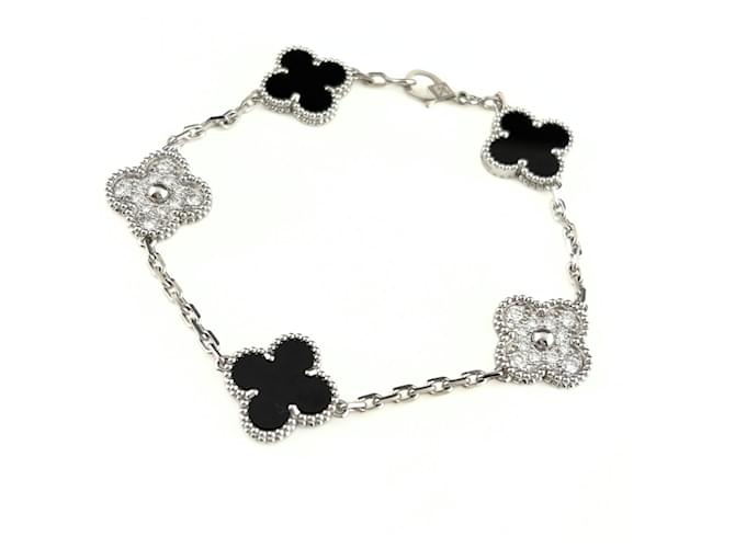 Bracelet Van Cleef & Arpels Vintage Alhambra Onyx et Diamants 