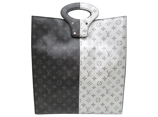 Louis Vuitton Monogram Eclipse Split Tote Nero Argento Tela