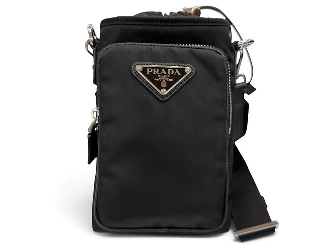 Borsa a tracolla Prada in nylon e pelle Nero