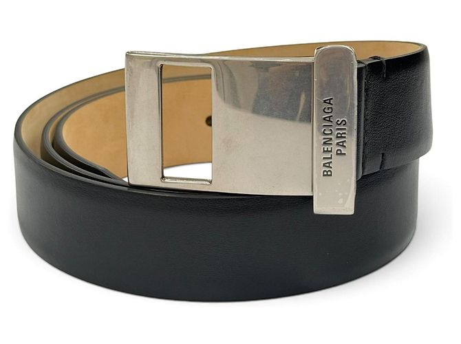 Balenciaga Ledergürtel mit Clip Schwarz