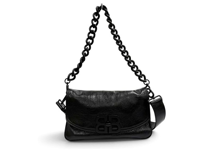 Borsa a tracolla Balenciaga BB in pelle morbida Nero