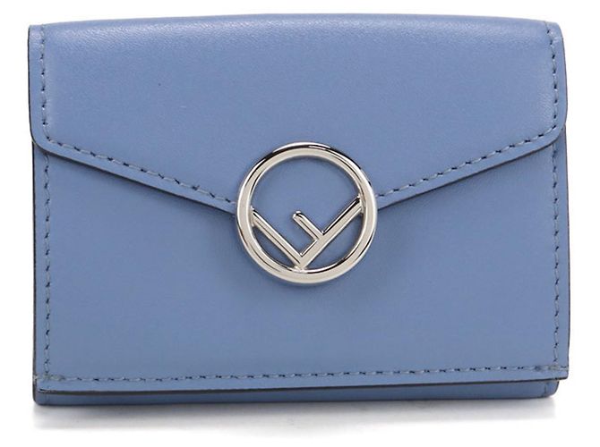 Fendi Blue Leather Tri-fold Wallet