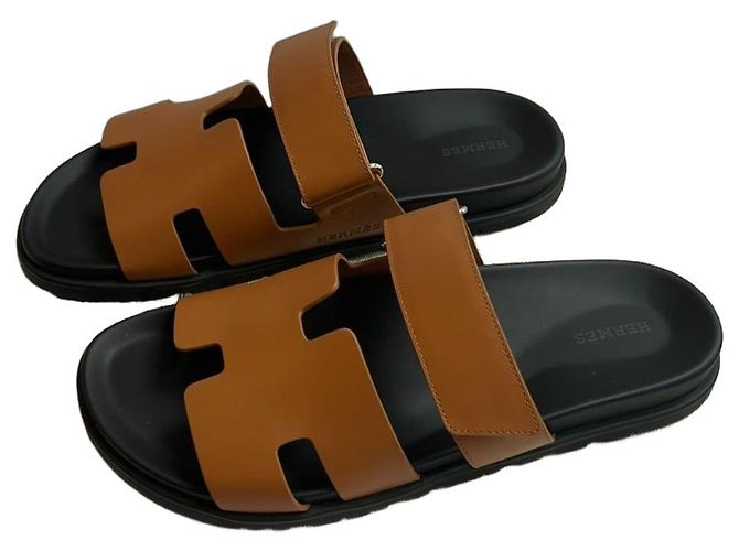 Hermès Chypre Leather Sandals Brown
