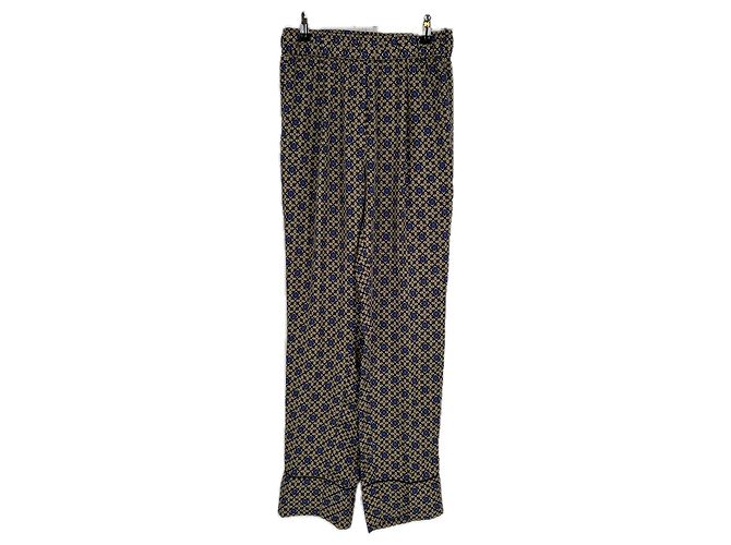 Sandro Printed Pants Brown Polyester