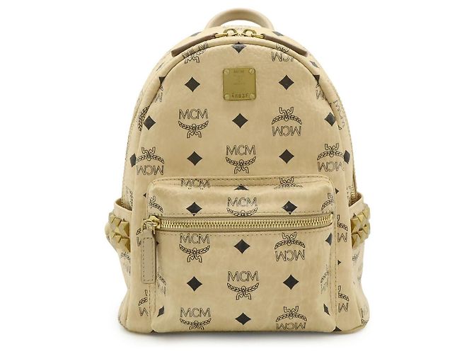 MCM Visetos Coated Canvas Backpack Beige