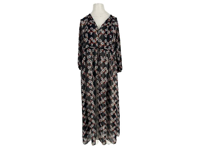 Sandro Kleid mit Blumenprint Schwarz