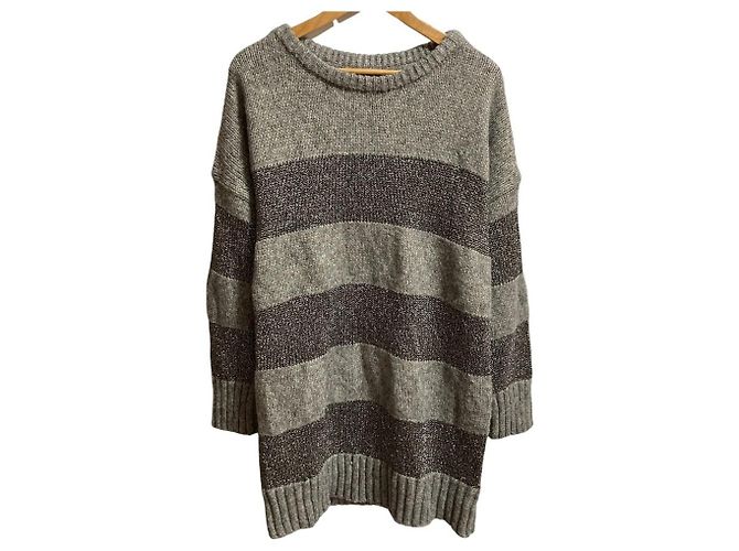 Autre Marque GRACE Class Lame Border Strick-2way-Top Braun