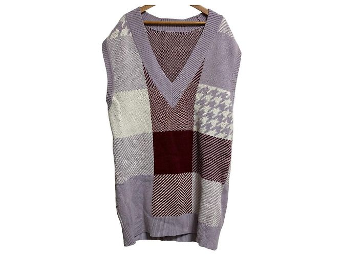 Autre Marque Colete de malha xadrez Grace Class Block Check Roxo Lavanda