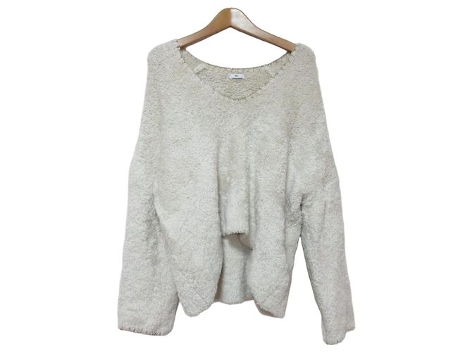 Autre Marque Sov. DOUBLE STANDARD CLOTHING Pull en maille col en V Écru