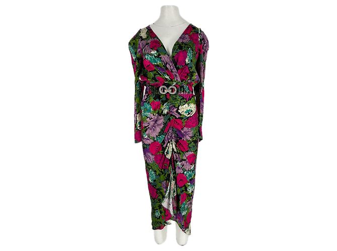 Autre Marque Vestido largo estampado de seda Ronny Kobo Multicolor