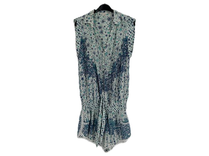 Autre Marque POUPETTE SAINT BARTH Blauer Seiden Romper