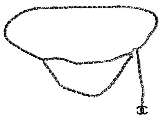 Chanel Kettengürtel mit CC-Logo Schwarz Golden 