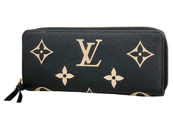 Louis Vuitton Monogram Empreinte Bicolor Long Wallet Black Beige