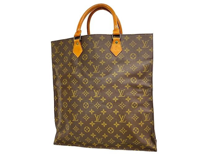Louis Vuitton Monogram Sac Plat Tote Bag Braun