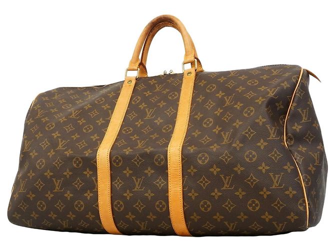 Borsa Louis Vuitton Boston Monogram Keepall 55 Marrone