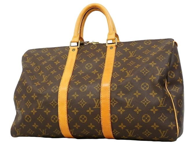 Louis Vuitton Brown Boston Monogram Keepall 45 Marrom