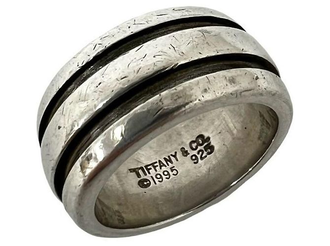 Tiffany & Co Anello Tiffany Vintage Grooved Double Line Argento