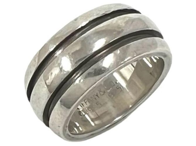 Tiffany & Co Anello Tiffany Vintage Grooved Double Line Band Ring Argento