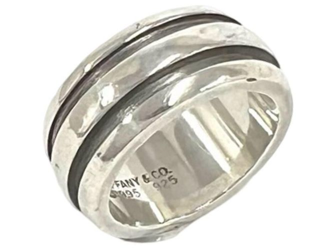 Tiffany & Co Tiffany Vintage Grooved Double Line Band Ring Silber