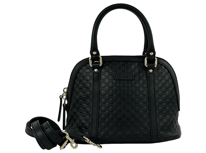 Borsa a mano in pelle Gucci Micro Guccissima Nero