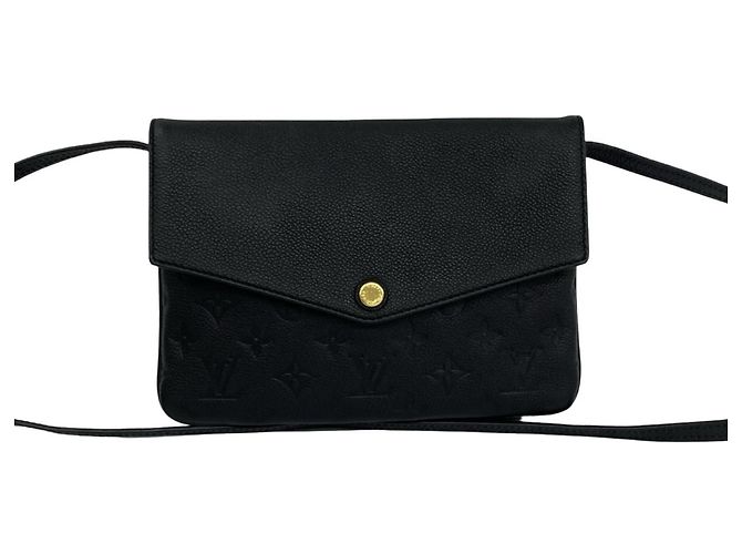 Louis Vuitton Twice Monogram Empreinte Leather Shoulder Bag Black