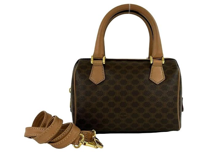 Céline Sac à épaule Celine Vintage Macadam Blazon Pattern Triomphe Marron