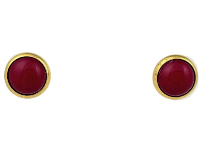 Hermès Pendientes redondos Hermes Eclipse Roja Dorado 
