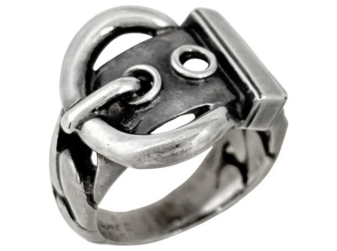 Ring Hermès Anello Band Hermes Boucles Sellier Argento