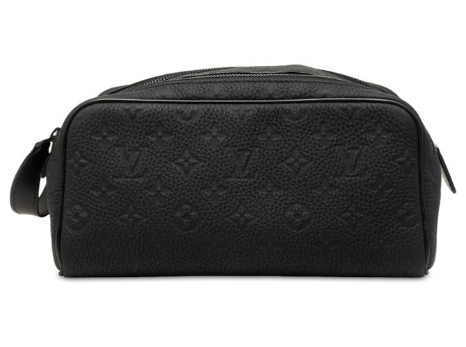 Louis Vuitton Black Monogram Shadow Locker Dopp Kit Clutch Schwarz