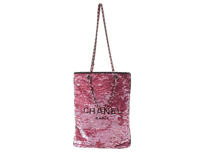 Sac Shopping Chanel à sequins roses