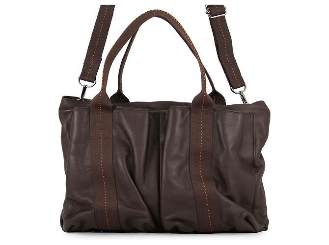 Hermès Sac Cabas Hermes Caravan Horizontal MM Naranja Chocolate