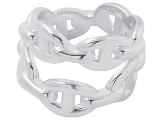 Ring Hermès Anello Hermes Chaine d'Ancre Enchainee Double Row Argento