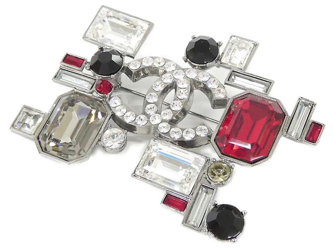 Spilla Chanel Nera e Rossa con Cristalli Nero Rosso