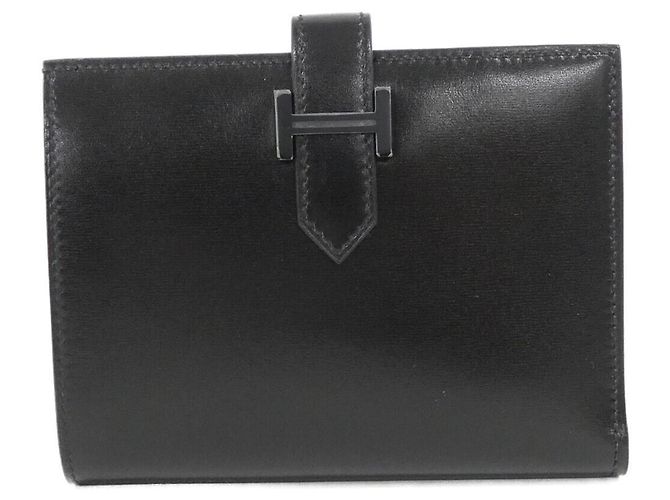 Hermès Hermes Bearn Compact Monochrome Wallet Black