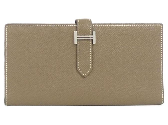 Hermès Cartera Hermes Bearn Soufflé Gris pardo