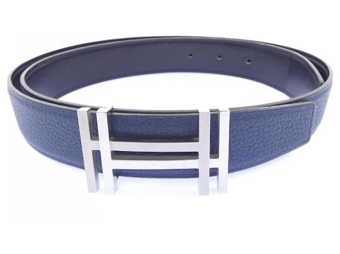 Hermès Hermes H AU CARRE Reversible Belt Black Navy blue
