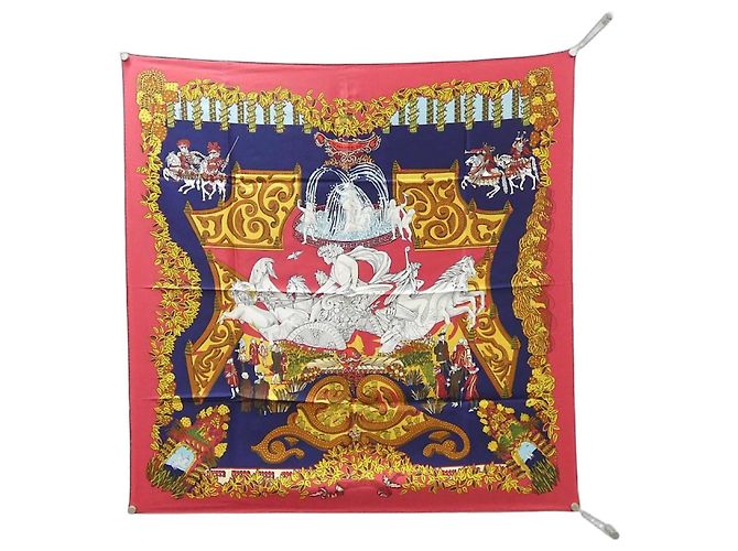 Hermès Lenço Quadrado Hermes LE PARADIS DU ROY Dourado