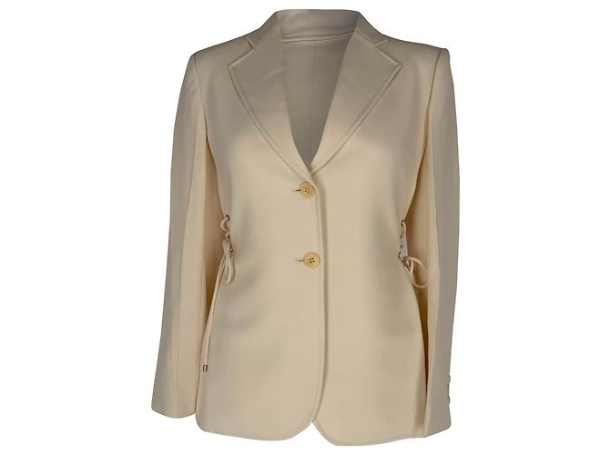 Theory Side-Tie Single-Breasted Blazer in Cream Triacetate White