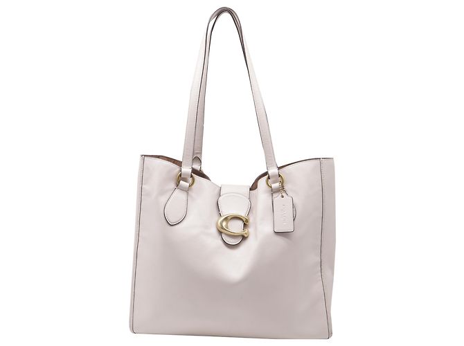 Saco Tote Coach Theo em couro branco Cru