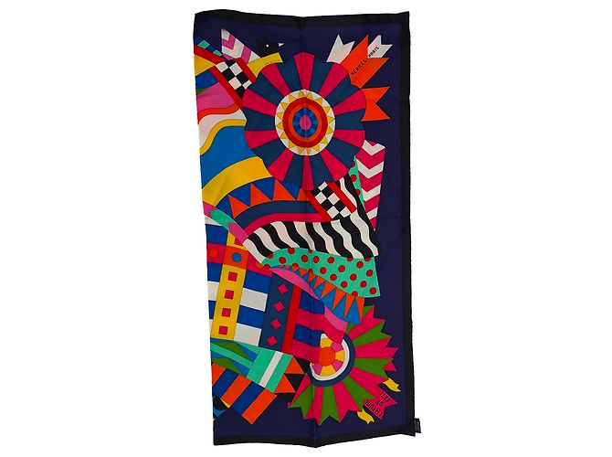 Hermès Cheval de Fête 90 in seta multicolore