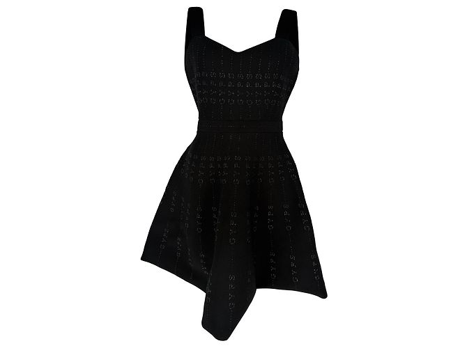 Maje Relief Mini-Kleid aus Stretch-Strick mit Metallic-Print in schwarzem Polyester